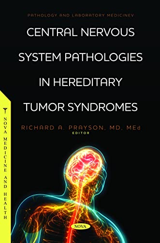 Book cover: “Central Nervous System Pathologies in Hereditary Tumor Syndromes” with brain imagery.