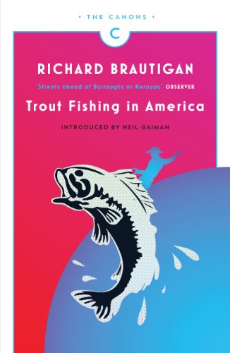 Book cover for Trout Fishing in America featuring a leaping fish and a fisherman silhouette.