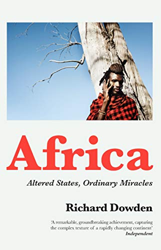 Book cover: man with tree, bold red "Africa" title, Dowden author.