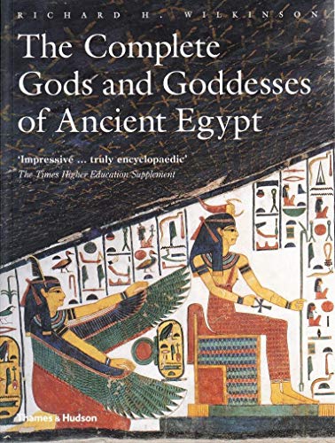 Ancient Egyptian book cover with two figures and hieroglyphics on a white background.