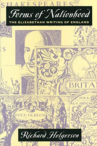 Book cover: "Forms of Nationhood" with Elizabethan portrait and ornate details.