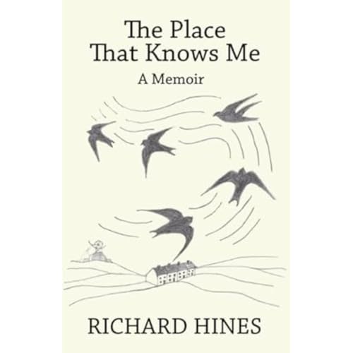 Book cover with title, author name, and line art of birds flying over houses.