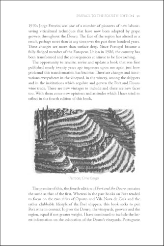 A book page featuring text and a black-and-white illustration of terraced vineyards.