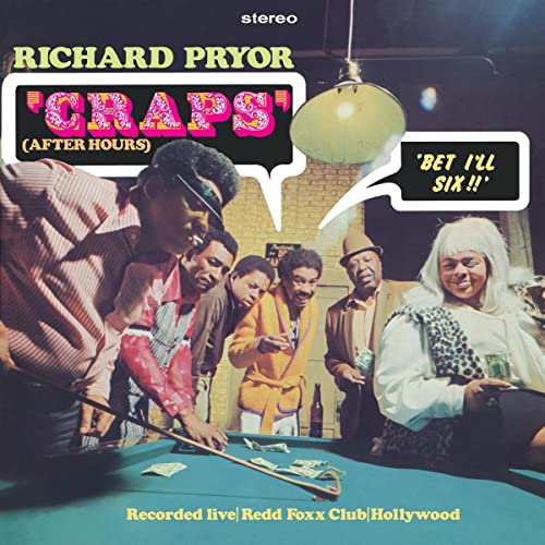 Richard Pryor and others gather around a pool table in this album cover art.