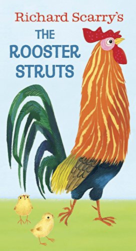 Book cover featuring a colorful rooster and two small chicks.