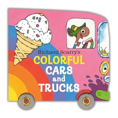 Book cover shaped like a pink ice cream truck with a large ice cream cone.