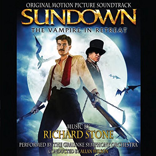 CD cover for "Sundown: The Vampire In Retreat" featuring two men and bats.