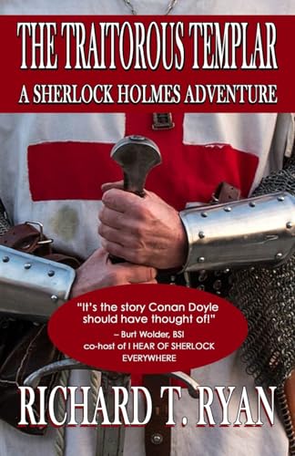 Book cover: Sherlock Holmes adventure featuring a Templar knight in armor.