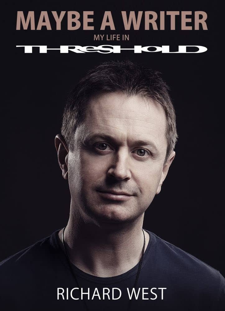 Book cover, title “RICHARD WEST - MAYBE A WRITER MY LIFE IN THR”, barcode visible.