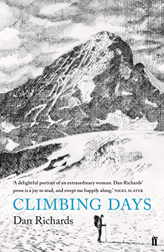 Book cover: sketched mountain scene with title "Climbing Days" and author name.