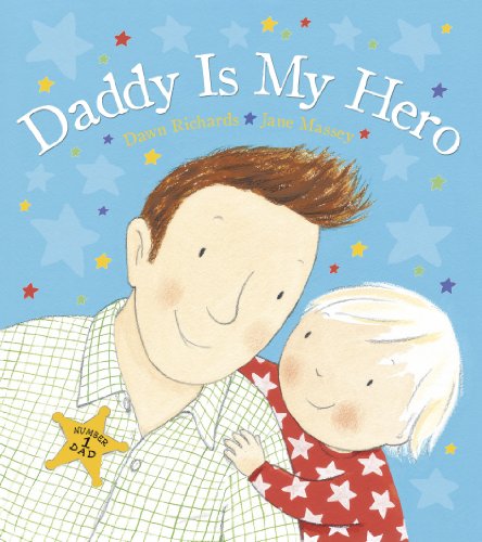 Book cover: a child nestled against their father’s shoulder, stars background.