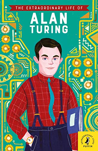 Book cover featuring portrait of Alan Turing with circuit board design.