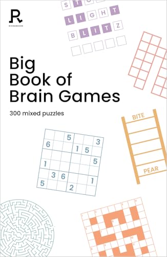 Book cover titled Big Book of Brain Games featuring various puzzle illustrations on white.