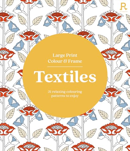 Cover of a large print coloring book featuring floral textile patterns.