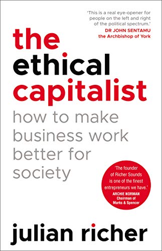 Book cover: "The Ethical Capitalist" by Julian Richer, white with red text.