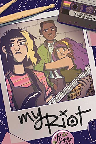 Comic book cover depicting three young people with musical instruments.