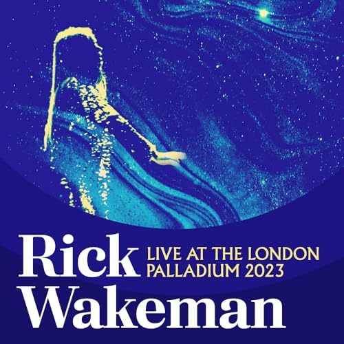 Rick Wakeman album cover: blue nebula background, pianist silhouette, text.