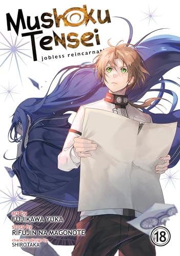 Manga cover: young man with blue-haired figure, volume 18 shown.