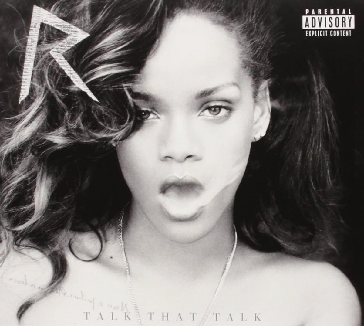 Black and white portrait of Rihanna for the album "Talk That Talk.