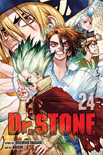 Manga cover of Dr. Stone volume 24 featuring Senku and other characters in color.