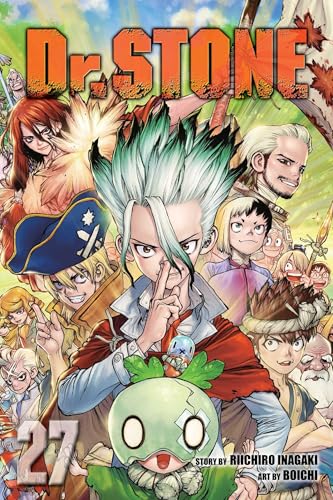 Manga cover of Dr. Stone volume 27 featuring Senku and various characters in front.