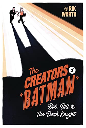 Book cover with illustrated figures and a large Batman symbol shadow.