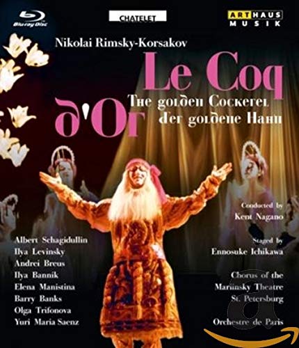 Blu-ray cover for Rimsky-Korsakov’s "Le Coq D'or" opera, featuring stage imagery.
