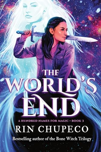 Book cover featuring a woman with a sword against a cosmic, ethereal background.