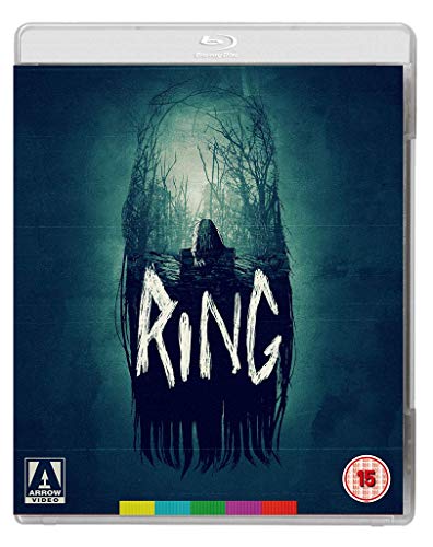 Blu-ray cover for horror film "Ring" with a ghostly figure in trees.
