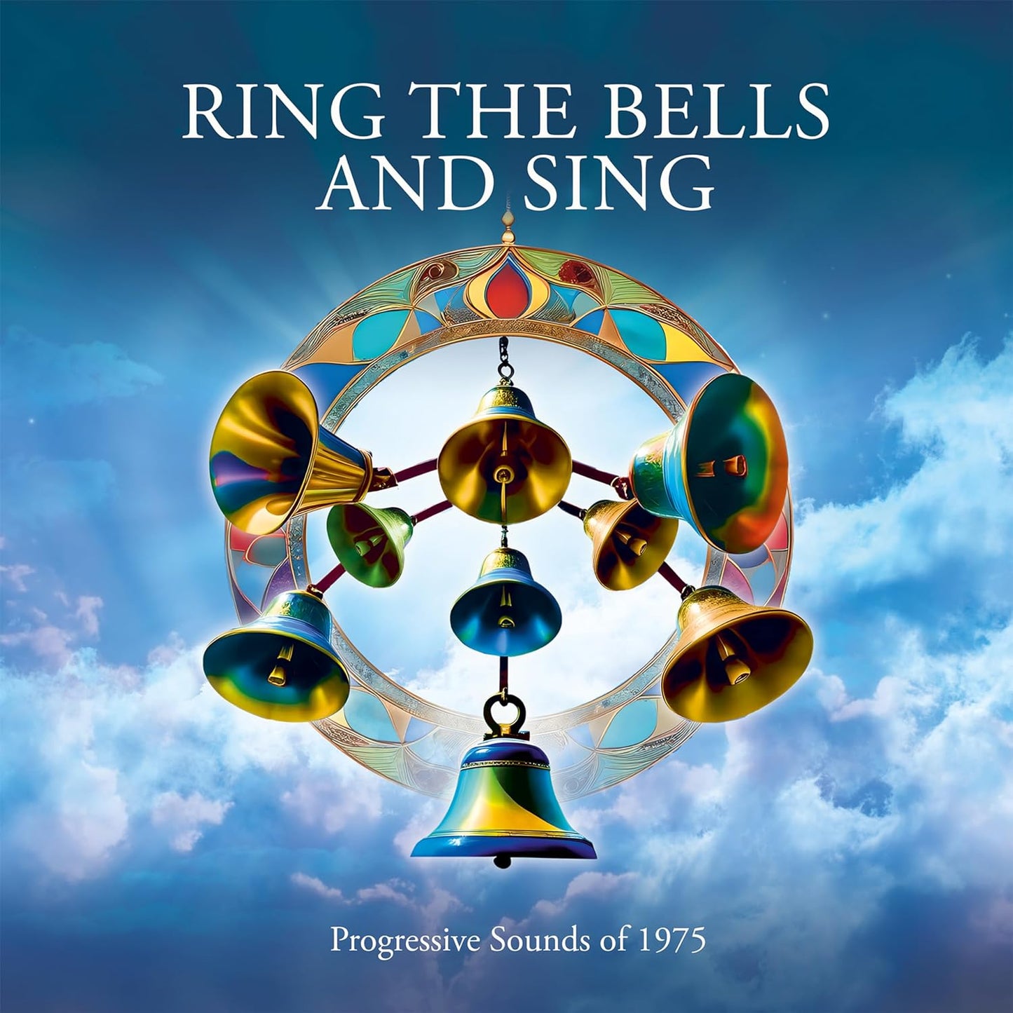 Album cover featuring a colorful carousel of bells against a cloudy sky.