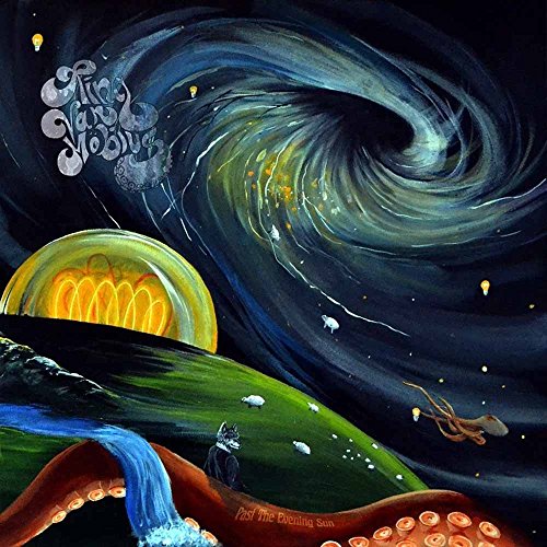 Surreal album cover with swirling sky, landscape, and animal figures.