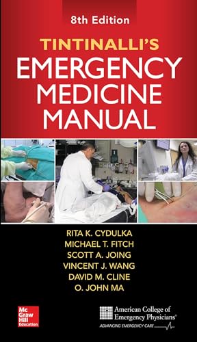 Red medical manual, “Tintinalli’s Emergency Medicine,” eighth edition, with medical imagery.