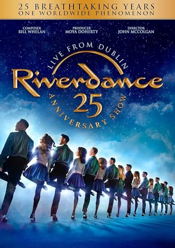 Riverdance 25th Anniversary DVD cover with dancers in motion, blue and gold.