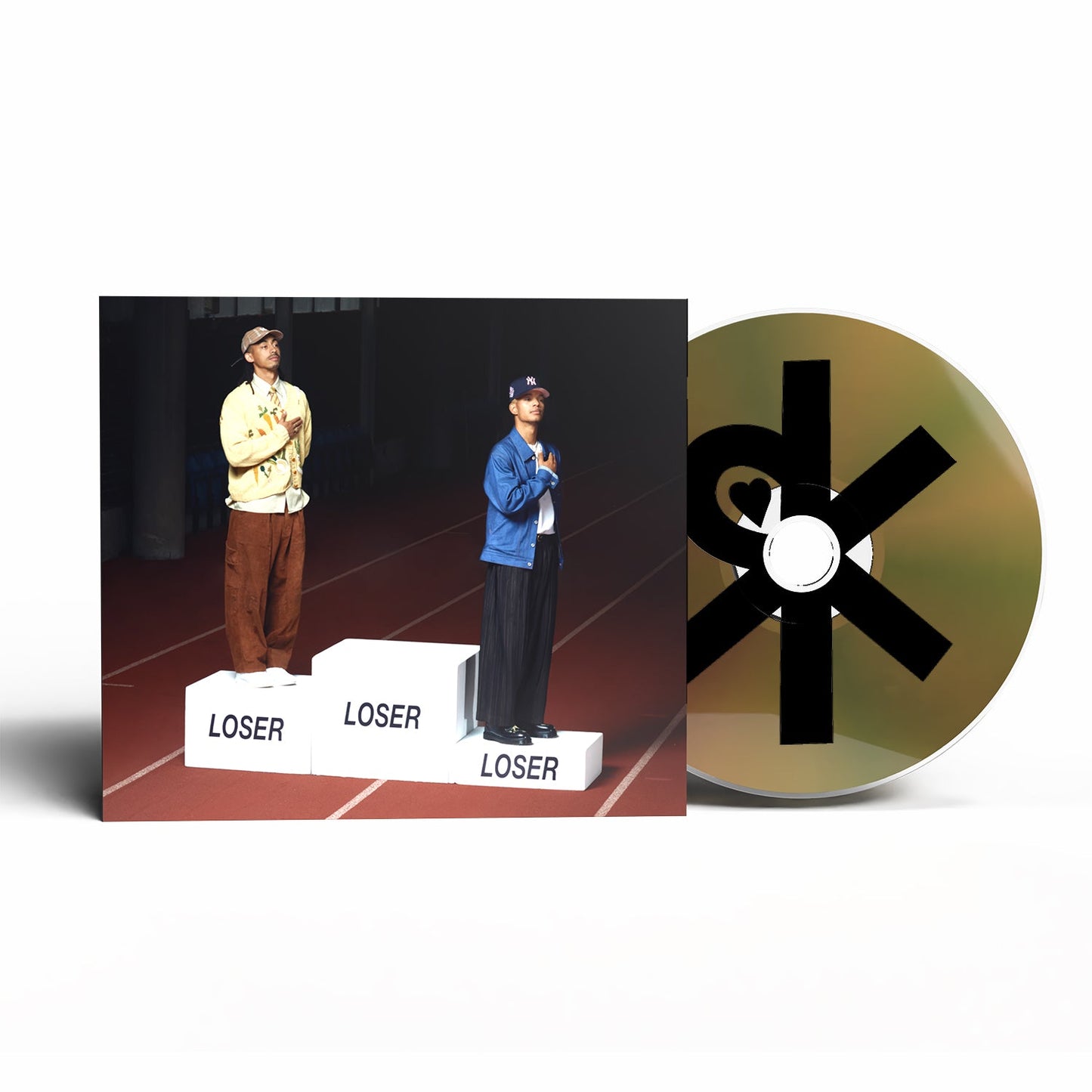 Rizzle Kicks CD cover featuring two men on a podium, with a disc.