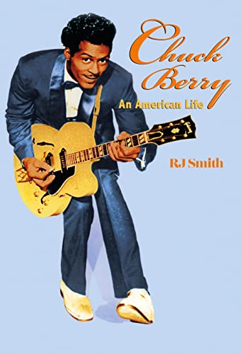Chuck Berry with guitar on book cover, “An American Life.”