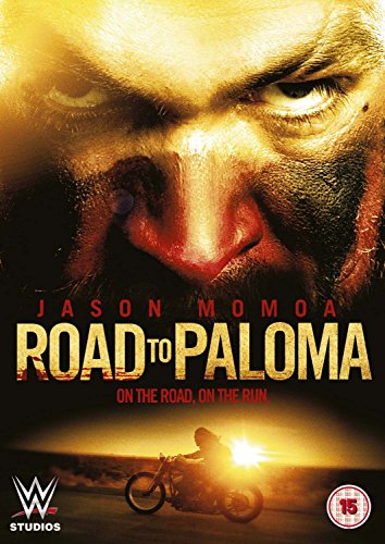 DVD cover featuring a close-up of Jason Momoa above a motorcyclist at sunset.