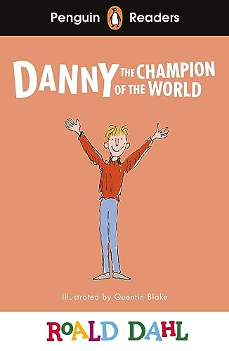 Book cover: “Danny the Champion of the World” with a boy raising arms.