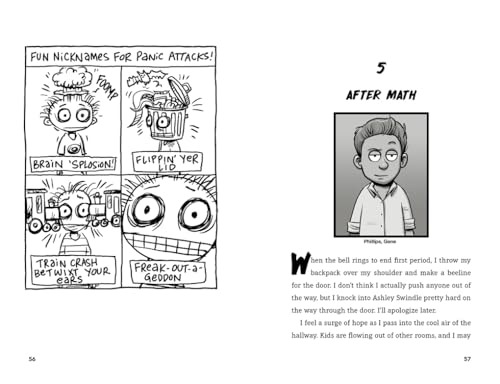 Black and white comic page depicting anxiety and a young person’s reaction.