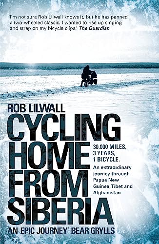 Book cover: "Cycling Home From Siberia" with a cyclist in a snowy landscape.