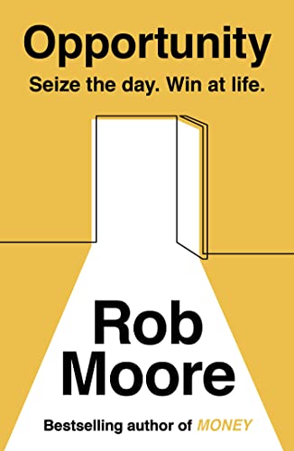 Yellow book cover with an open door illustration and bold text: "Opportunity" by Rob Moore.