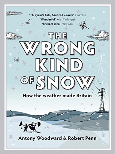 Book cover: “The Wrong Kind of Snow” with illustrated winter landscape.
