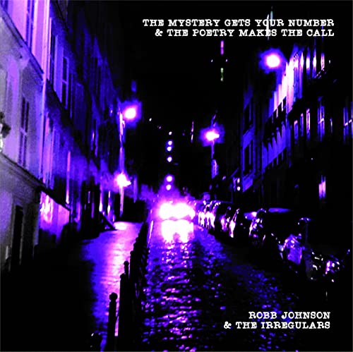Dark, purple-toned street scene with text: album cover for Robb Johnson.