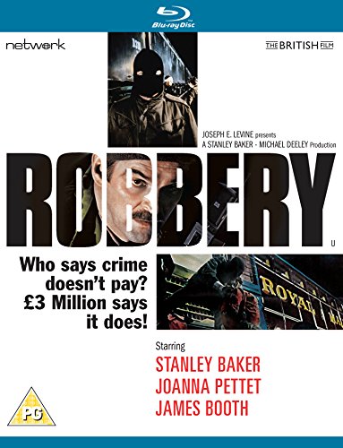 Blu-ray cover for the film Robbery featuring a masked man and cast names.