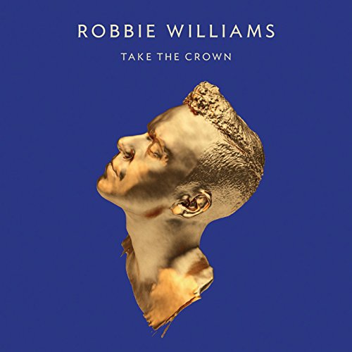 Robbie Williams album cover: gold-painted profile on a blue background.
