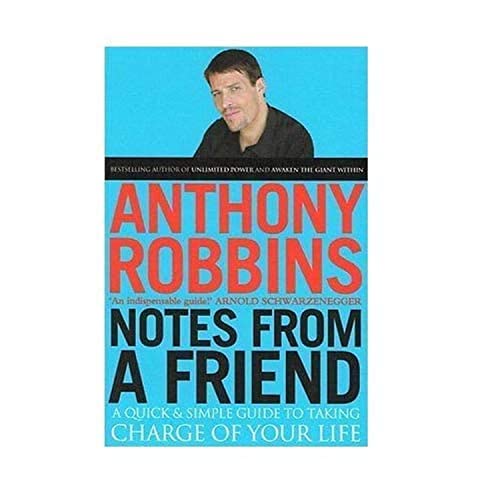 Book cover for Notes From A Friend by Anthony Robbins featuring his portrait.