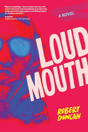 Book cover: red and blue portrait with bold white “Loudmouth” title.
