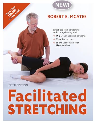Book cover: "Facilitated Stretching" showing a stretching demonstration.