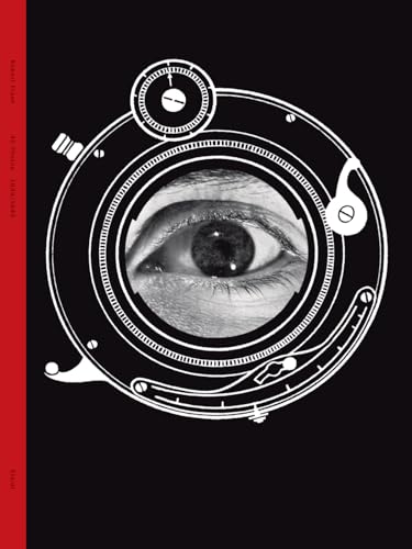 Book cover: eye within a camera lens, black and white design.