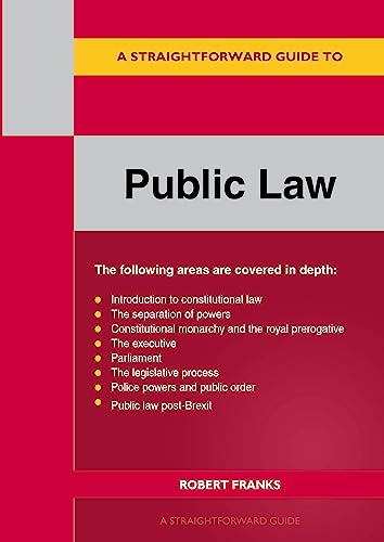 Red and grey book cover titled "A Straightforward Guide to Public Law.