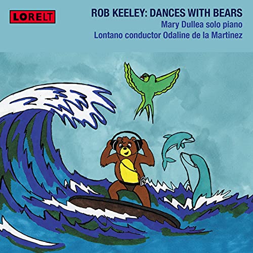 CD cover: bear surfing, bird flying, waves, and a dolphin illustration.